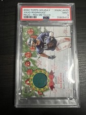 2022 Topps Holiday Julio Rodriguez Rookie Red Metallic Relic /25 PSA 9