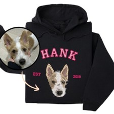 Personalized Hoodie with Dog Embroidery - Custom Name  Year Design