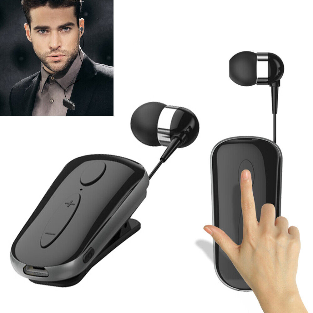 Bluetooth Headset Wireless Earpiece Handsfree Retractable Earbud for Sport Call