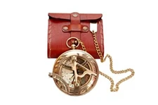 POCKET COMPASS with Leather Case for Hiking Camping All Mountain BAZROSS