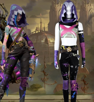 JINX Arcane 2 LOL League of Legends  Skin Cosplay Costume Kostüm + Perücke