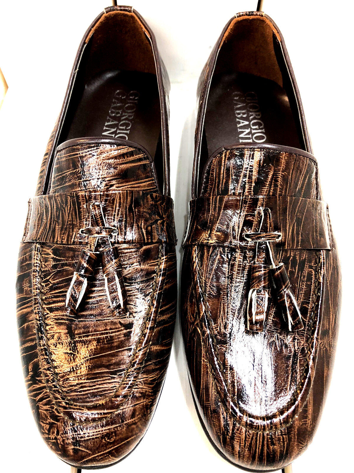 GIORGIO GABANI Slippers Braun Antique Moccasin Calf Leather Men's Shoes ...
