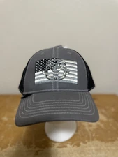 Solid Hunting Gear Black Ovis Outdoor Cap OS SnapBack Black Gray Flag Hat NWT