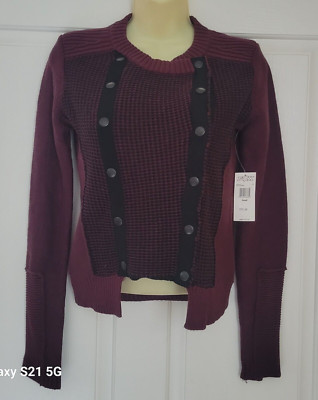 NEW $59.99 FOX Sweater Women SZ/S Double Breasted Button Up Cardigan Sweater NWT