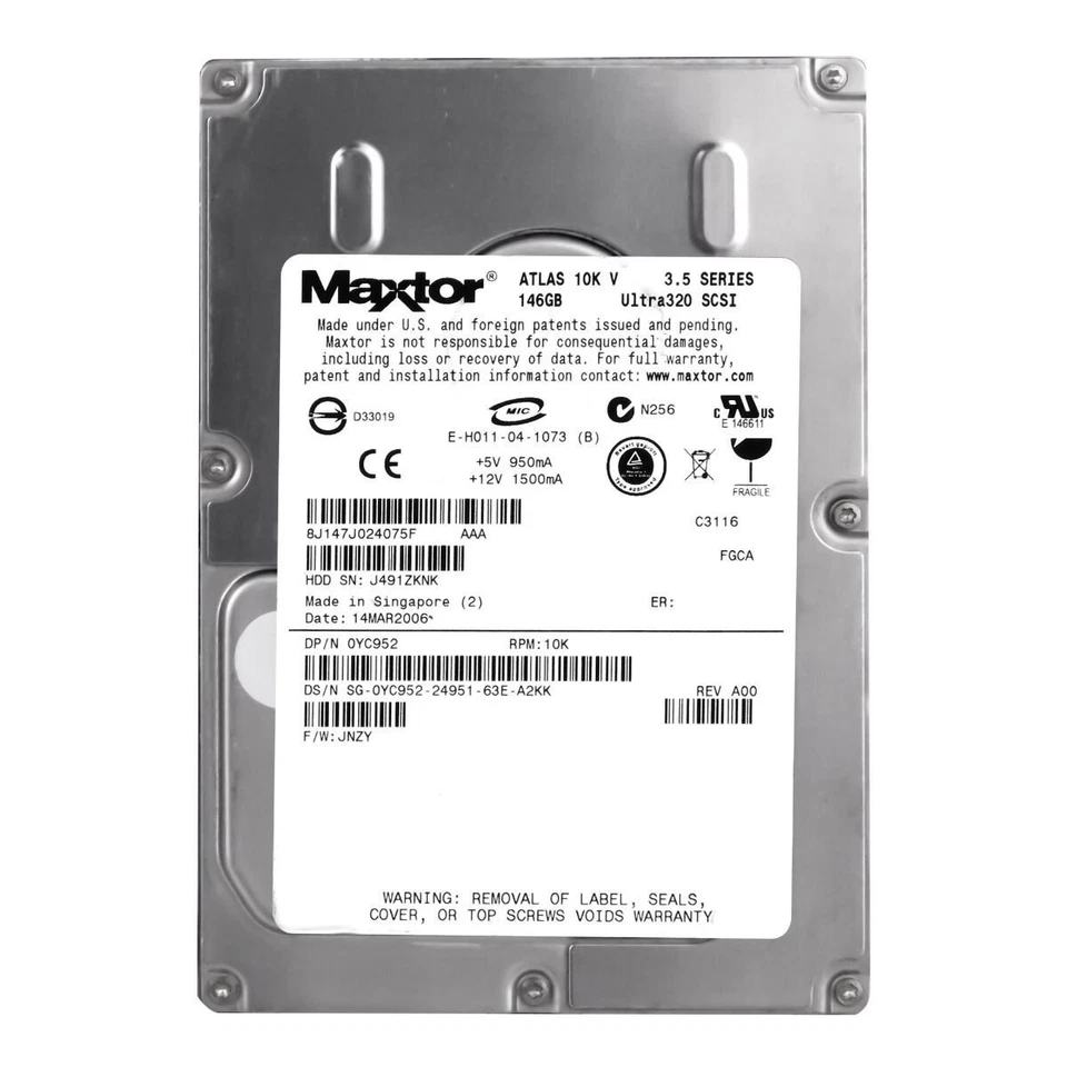 Hard Drive Dell 0YC952 YC952 8J147J0 146GB 100000U/Min 8MB SCSI U320 3.5'' Inch - Image 3 of 3