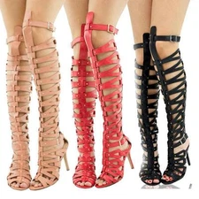 Over Knee Boots Gladiator Shoes Stilettos High Heels For Party Womens Sandals Bo