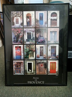 28.5 x 22.5 'Portes en Provence' Doors in Provence Poster, 1992, Black Frame