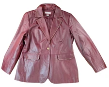 VTG Preston & York Soft Lambskin Leather Maroon 80s 90s Rare Blazer Jacket Sz XL