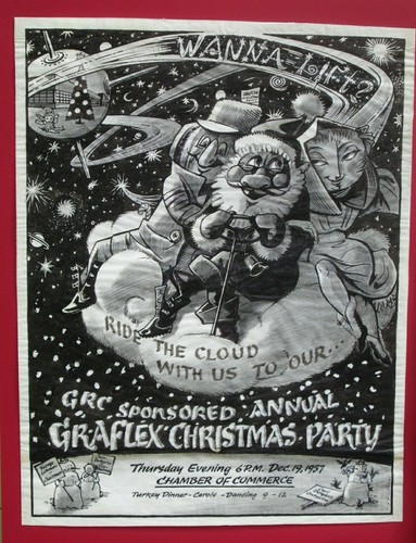 (3) Carteles de arte original de los años 50, fiesta de Navidad Graflex de S P Wickert Rochester NY - Imagen 4 de 7