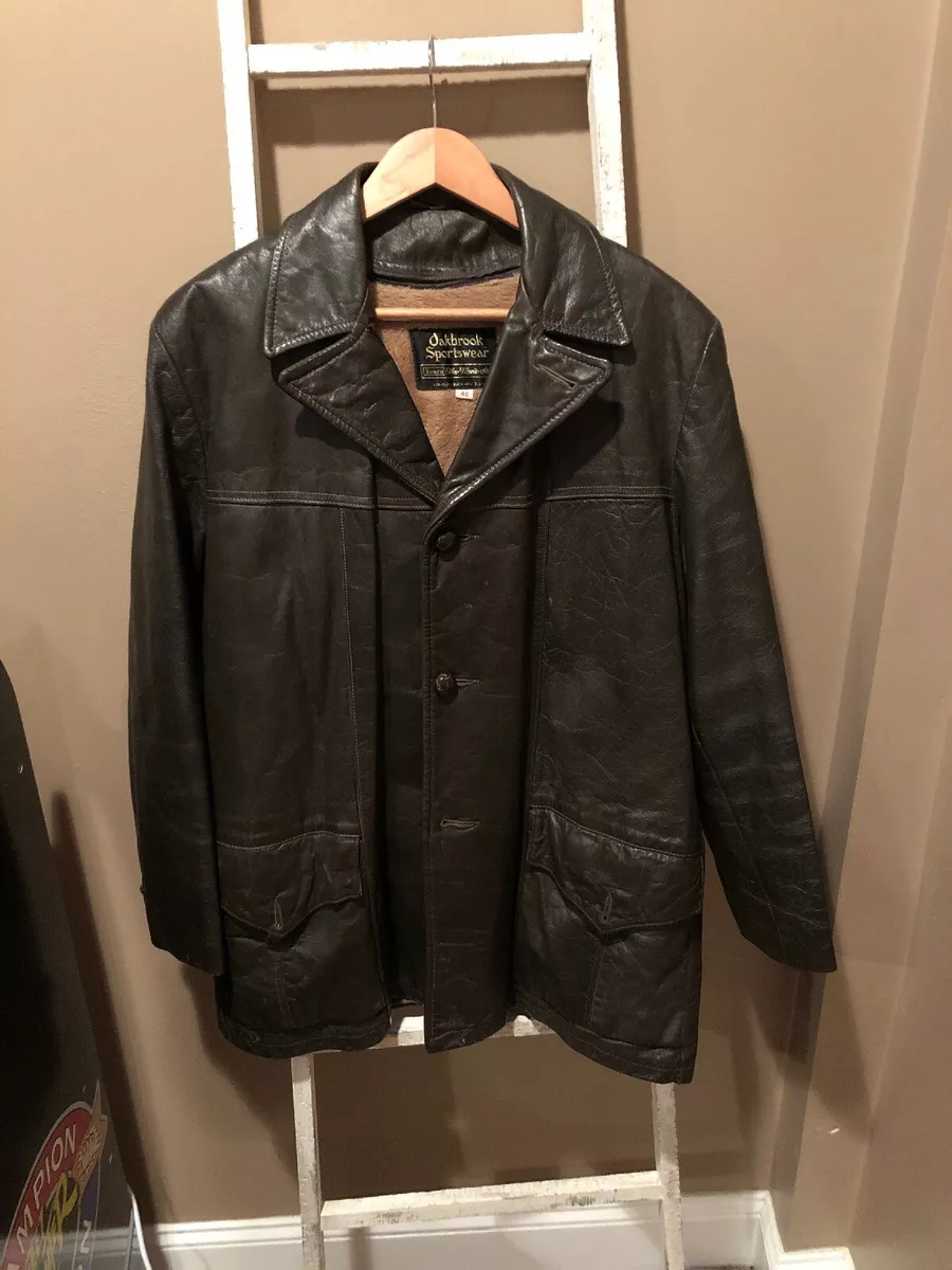 Vintage Oakbrook Sportswear Sears Motorcycle Leather Jacket Fur