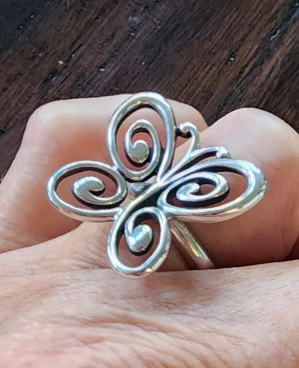 James Avery Retired Large Butterfly Ring Size 7.5 Sterling Silver
