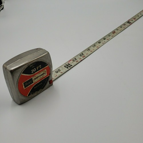 Sears Craftsman Vintage 20 FT Measuring Tape 39217 White Blade Red Button USA - Picture 17 of 24