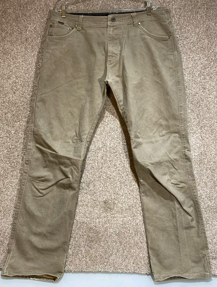 Kuhl Mens Free Rydr Vintage Patina Dye Canvas Beige Hiking Pants Size 38X32