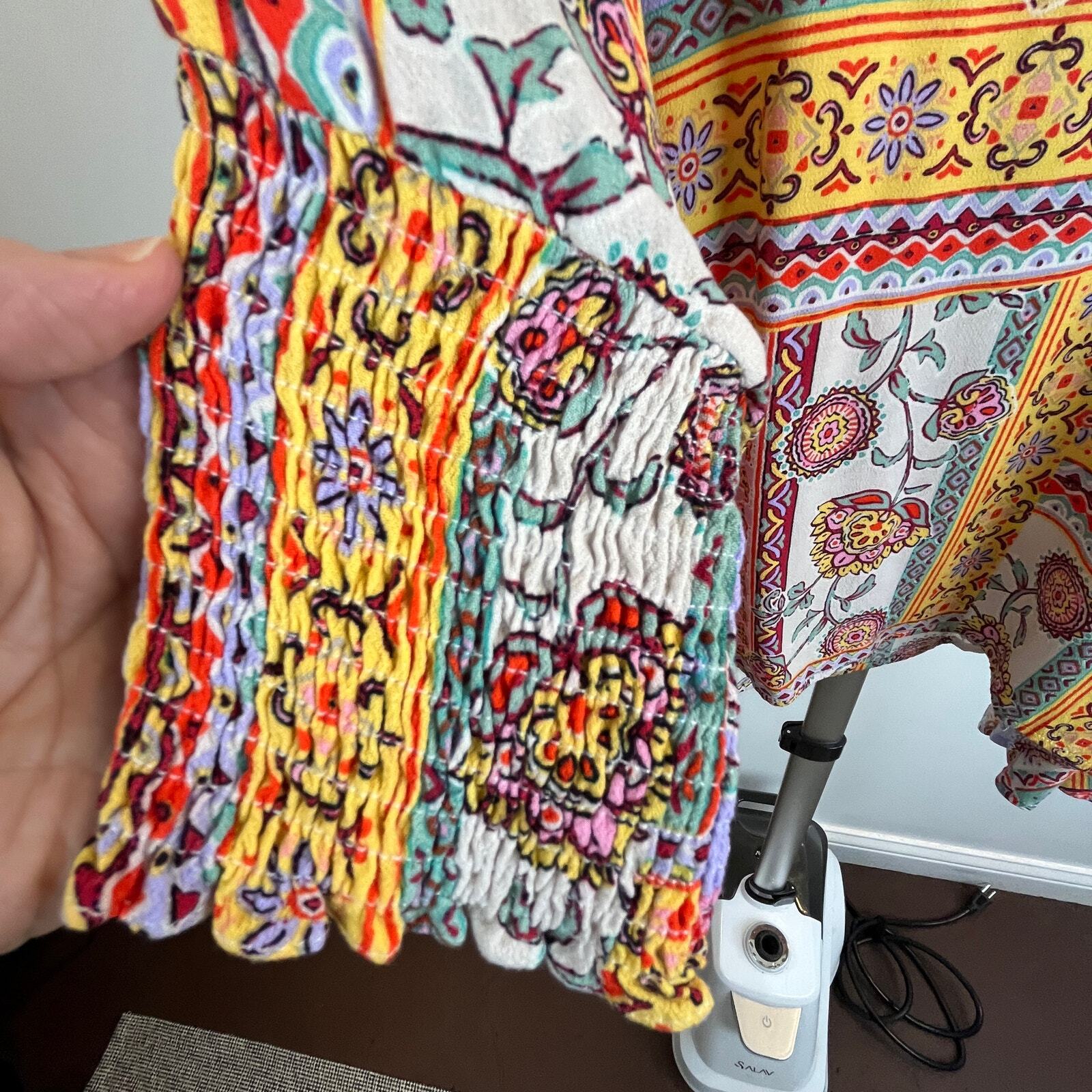 Oddy Multicolor Patch Rayon Bouse Balloon Sleeve … - image 4