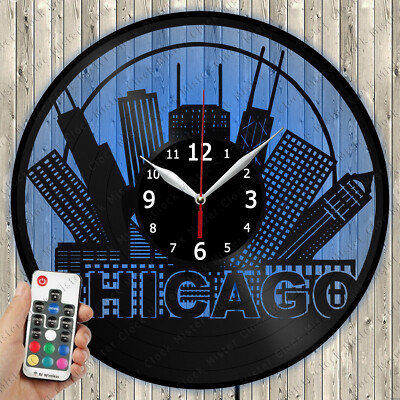 LED Clock Chicago LED Light Vinyl Record Wall Clock LED Wall Clock 1942