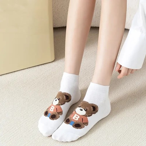 5Pairs Cute & Comfy Extra Soft Teddy Bear Ankle Socks For Women & Girls - Picture 5 of 7