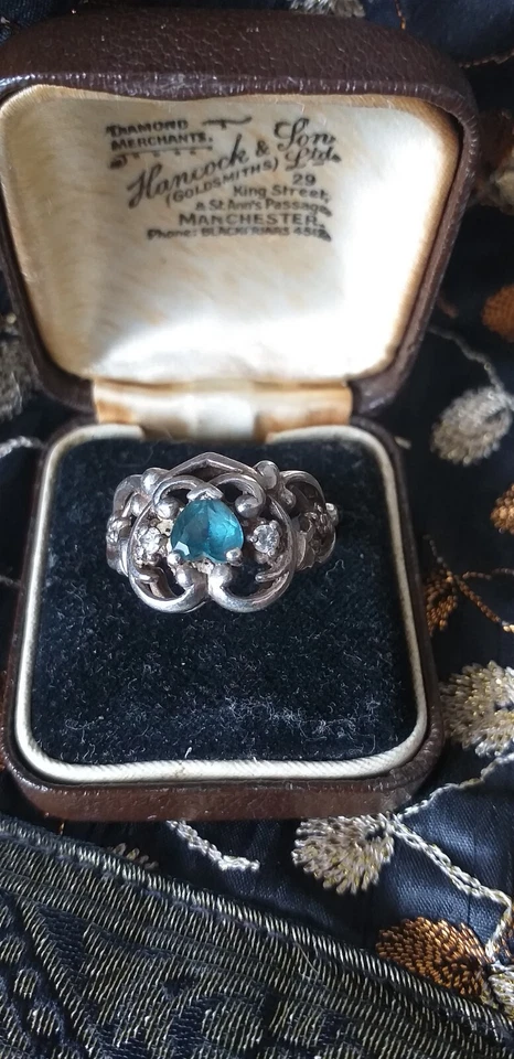 Antico anello vintage anni '50 in argento sterling fluorite misura UK L US 6 ... - Immagine 4 di 4