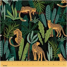 TropicWild Green Jungle Fabric - Waterproof Cheetah Print U