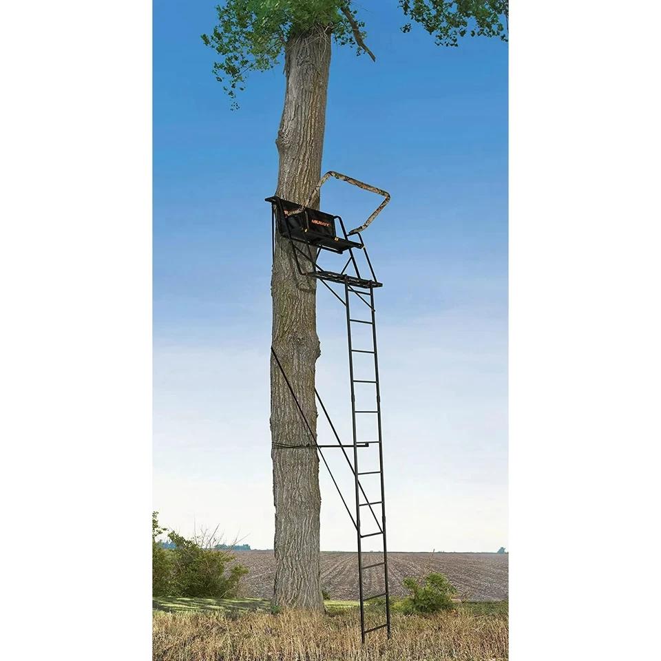 Soporte de escalera de caza Muddy Maxim 16' para 2 hombres | Asiento Flex-Tek y riel de tiro Foto 4 de 4