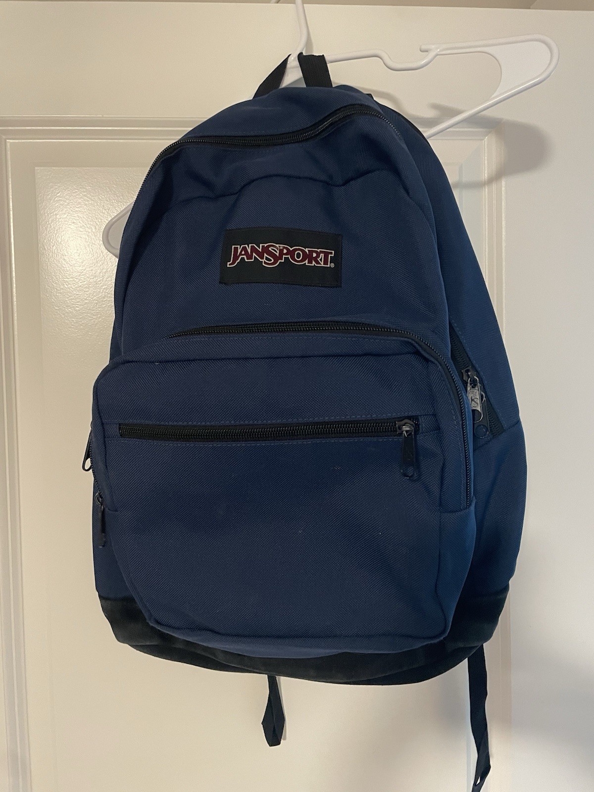 Jansport Backpack Leather Bottom Navy Black