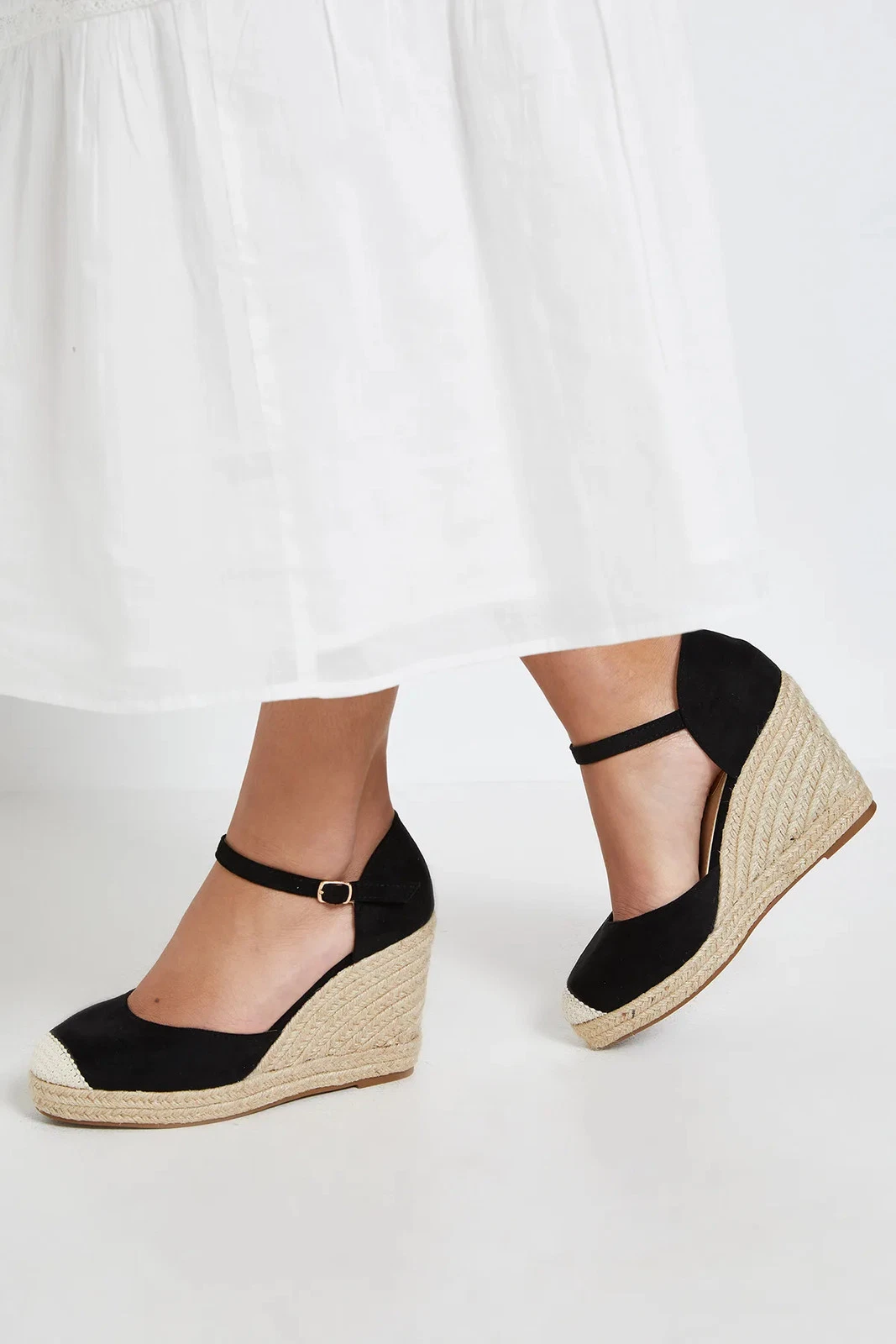 Dorothy Perkins Natural Black Wedges Womens Daywear Sandals