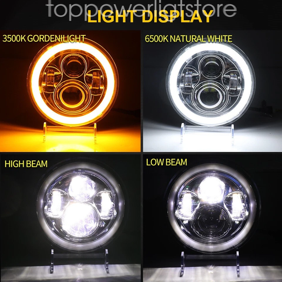 For Freightliner Century Class 7inch Round LED Headlights Hi/Lo Beam Light Pair - Image 2 of 4