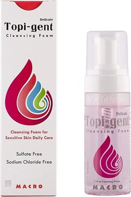 topi-gent cleansing facial foam for sensitive & dry skin 150ml