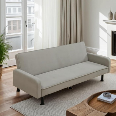 Convertible Futon Sofa Bed with Adjustable Backrest for Small Spaces, Grey