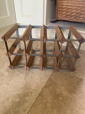 Pine Wood And Metal Wine Rack Storage Holder 10 Bottles Freestanding