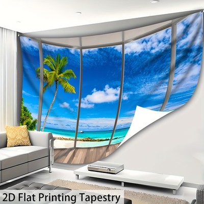 [ 2D Flat Printing] 1pc- Ultra large size- Serenity Simulation Balcony Beach B