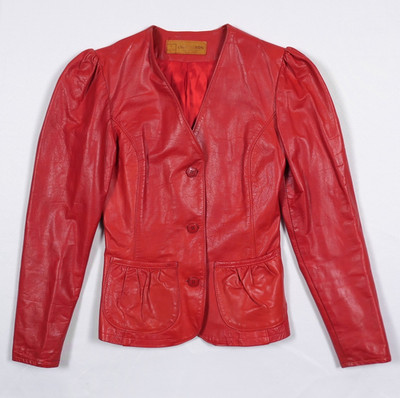 VTG OSHWAHKON ''Wyly's'' XS sz 5 Cherry Red Leather Jacket 1970s /80s Women's RARE