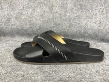 OluKai Shoes Womens Size 8 Black Kipea Olu Leather Slide Sandals Comfort