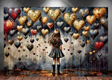LEINWAND BILDER XXL ABSTRAKT BALLOON GIRL GRAFFITI BANKSY HERZ WAND POSTER P1526
