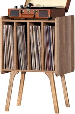 LELELINKY Record Player Stand, Oak Grey Vinyl Record Storage Table for LPs