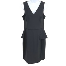 Banana Republic Peplum Sheath Dress Sz 8 Black Wool Minimalist Cocktail NEW