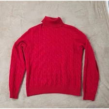 Charter Club 2-Ply Cashmere Sweater Women SIze Medium Red Cable Knit Soft