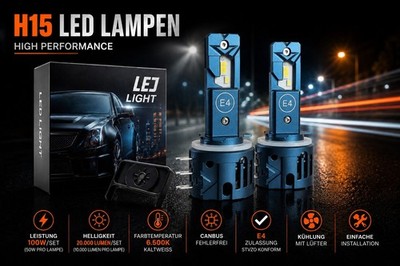 2x Led H15 LEDriving 6500k Car DRL MIT ZULASSUNG 20000lm/ 100W/ 30 CSP Canbus