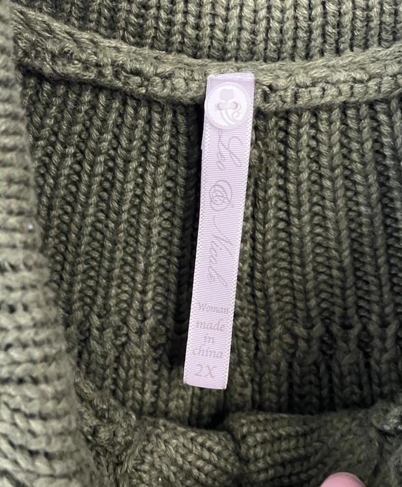 Suéter cárdigan para mujer Leo & Nicole verde tejido con cable botón delantero 2X Foto 3 de 4