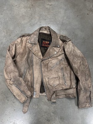 Vintage Genuine Hot Leathers Biker Jacket With Harley Davidson Patch
