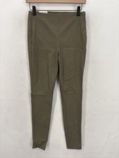 Calvin Klein Dress Pants Womens XS Green Skinny Twill Side Zip Ankle Work NWT
