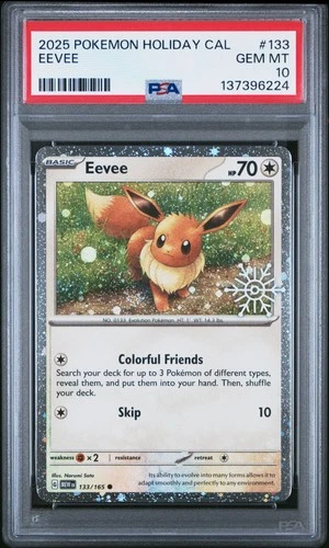2025 POKEMON HOLIDAY CALENDAR #133 EEVEE PSA 10
