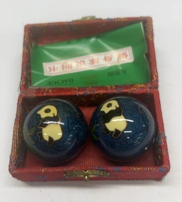 Chinese Baoding Balls Blue Panda Design Red Presentation Box SKU OD-BB-16