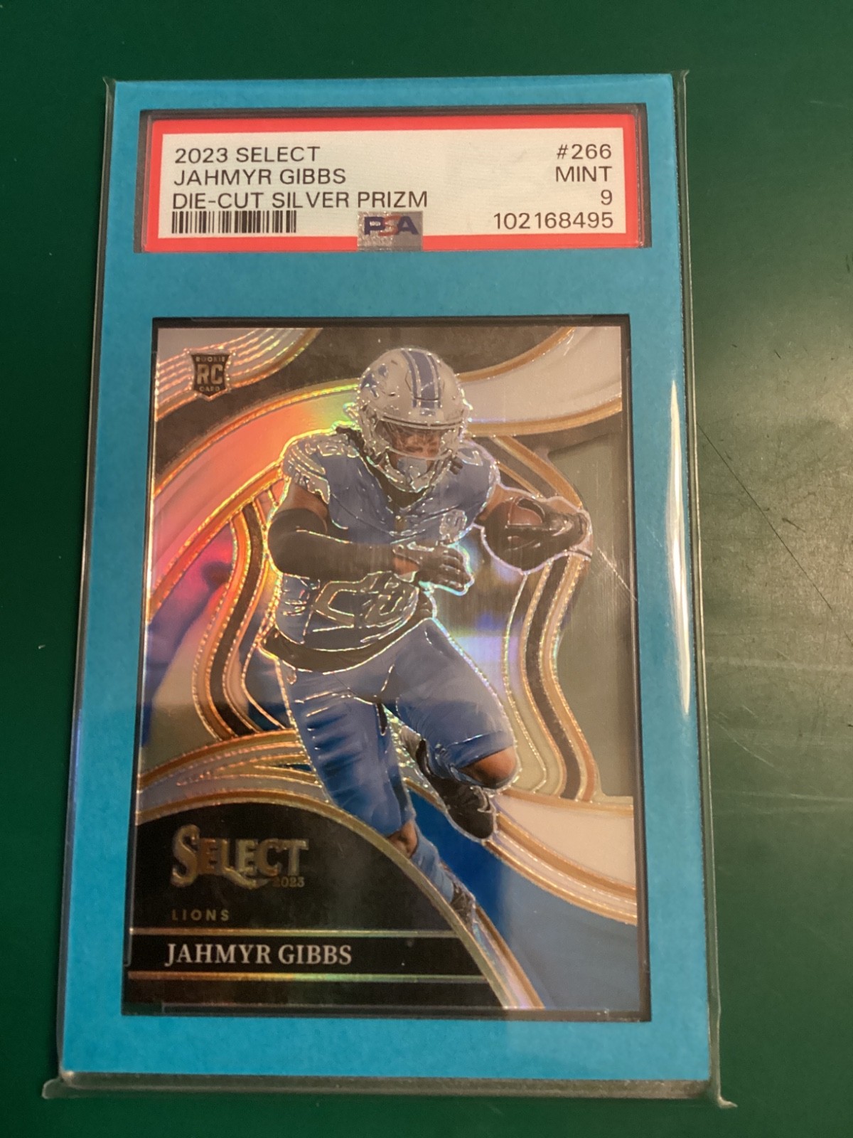 2023 Panini Select Club Level Jahmyr Gibbs #266 Silver Prizm Die-Cut PSA 9 color