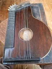 Antique Musical Instrument Zither George Tiefenbruner 1848 Wood Case