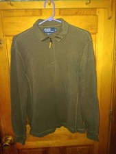 Polo Ralph Lauren Sweater Men Small 1/4 Zip Pullover Knit Green 100 Cotton