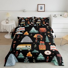 Happy Camping Comforter Set for Kids Boys Girls Full Size Outdoor Travel Bedd...