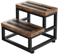 Taburete de madera de 2 escalones, antideslizante, resistente 227 kg, Nuevo