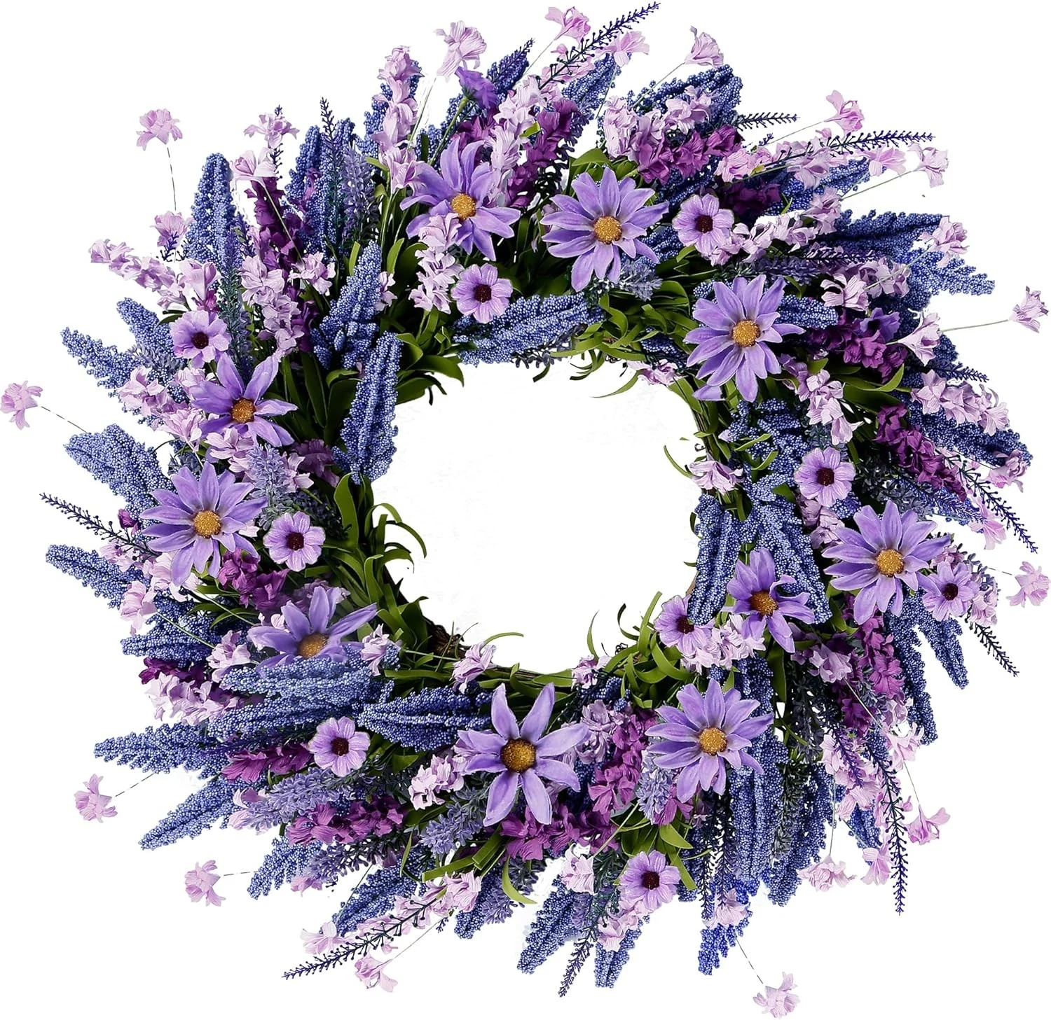 Sggvecsy Lavender Wreath for Front Door 22 Inch - Purple Daisy Spring