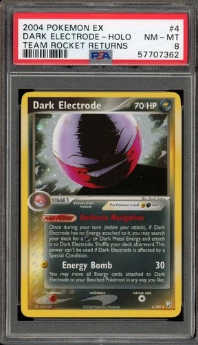 Pokemon Dark Electrode EX Team Rocket Returns Holo Rare #4 PSA 8