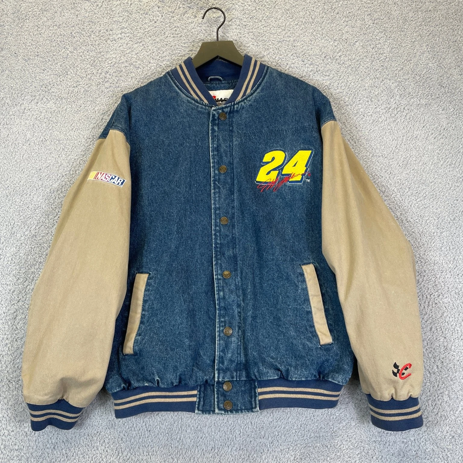 Vintage NASCAR Jeff Gordon Denim Team Jacket Men's Large 90's Chase Authentics image 1